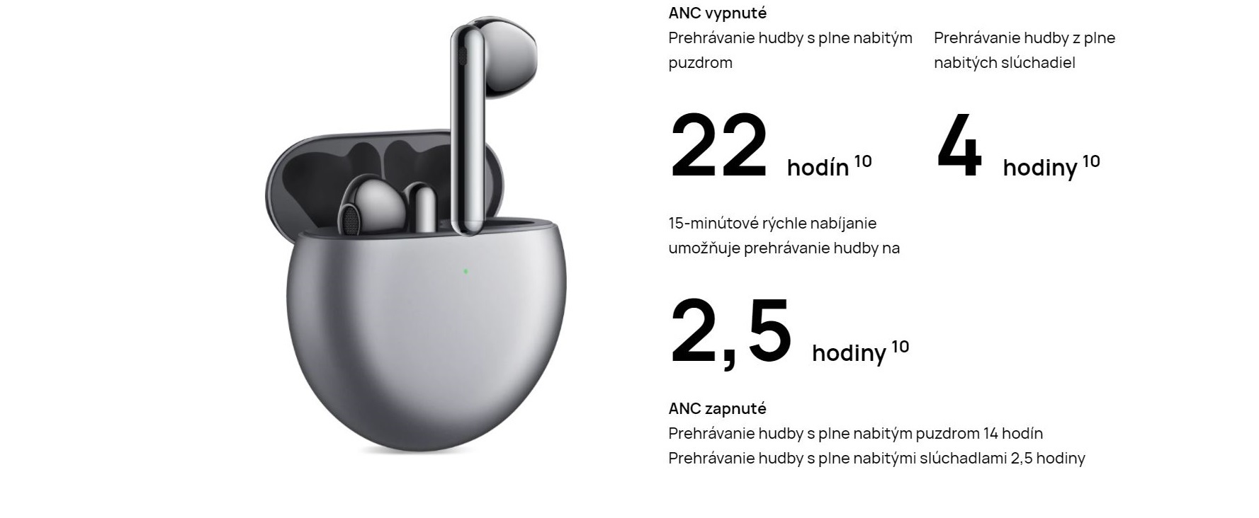 Huawei FreeBuds 4 Výdrž